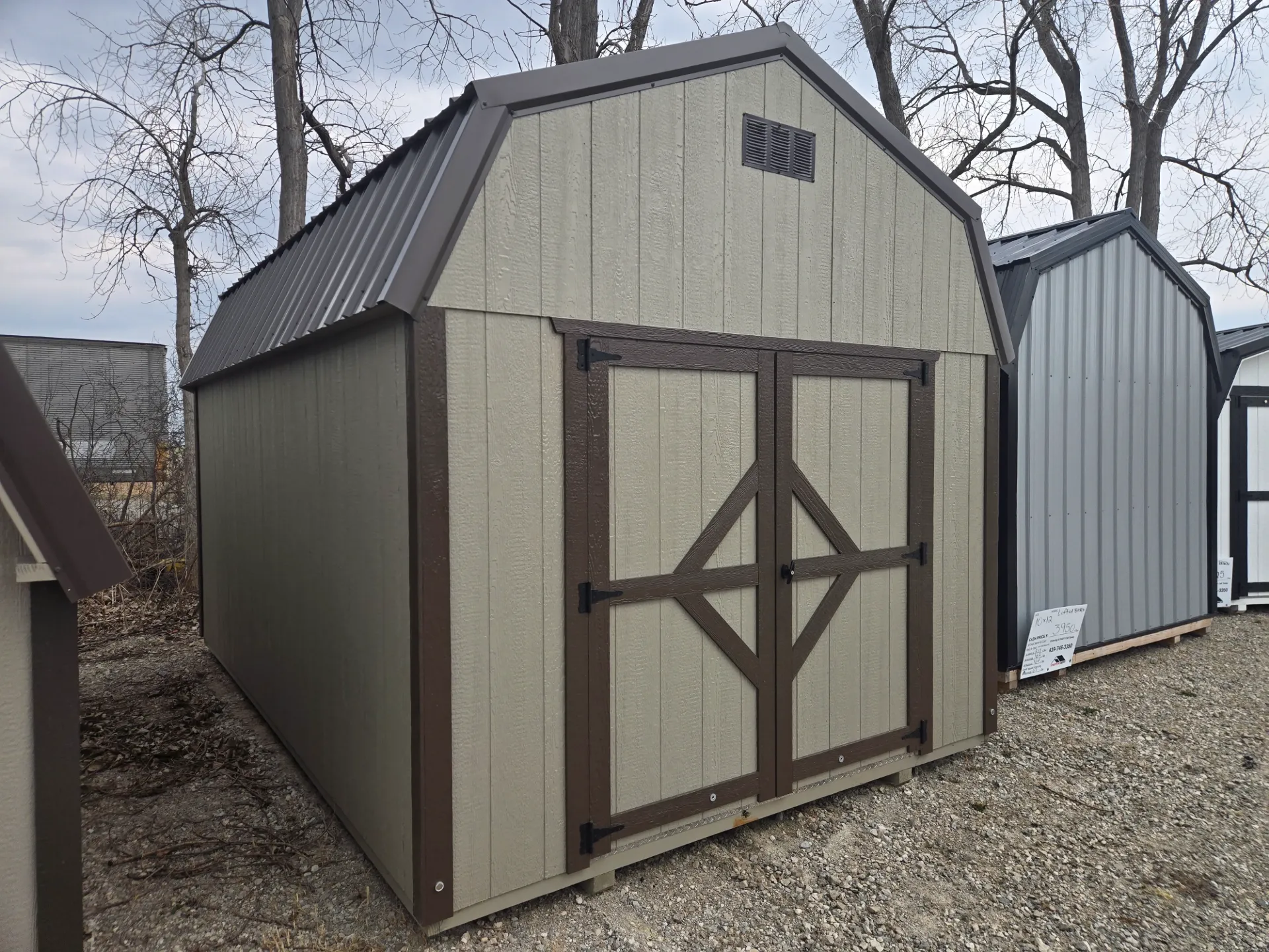 10x16 Econo Barn, LP Siding, Metal Roof, Double Doors